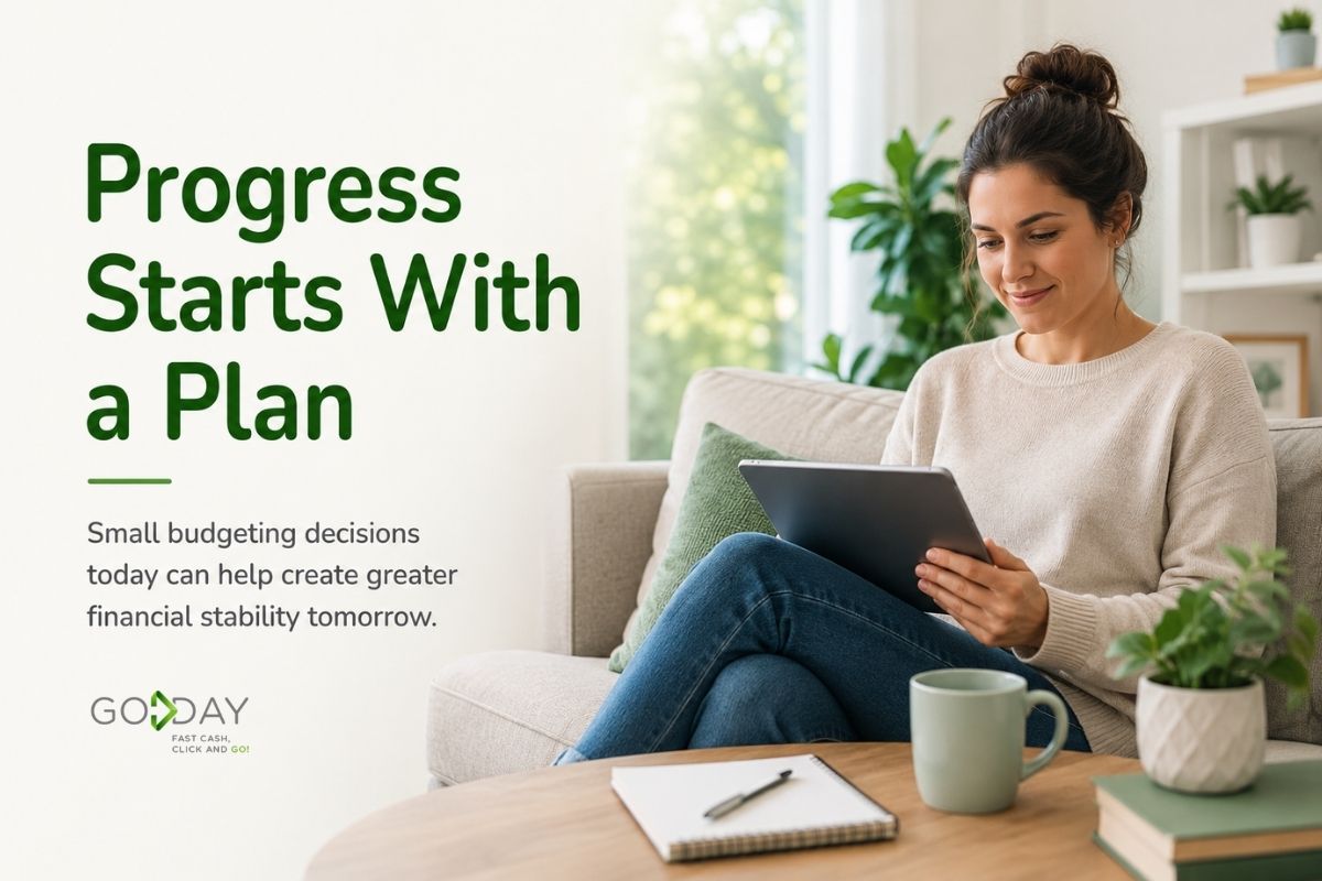 Woman using a tablet at home to review her budget and financial goals, representing smart financial planning and long-term money management in Canada 