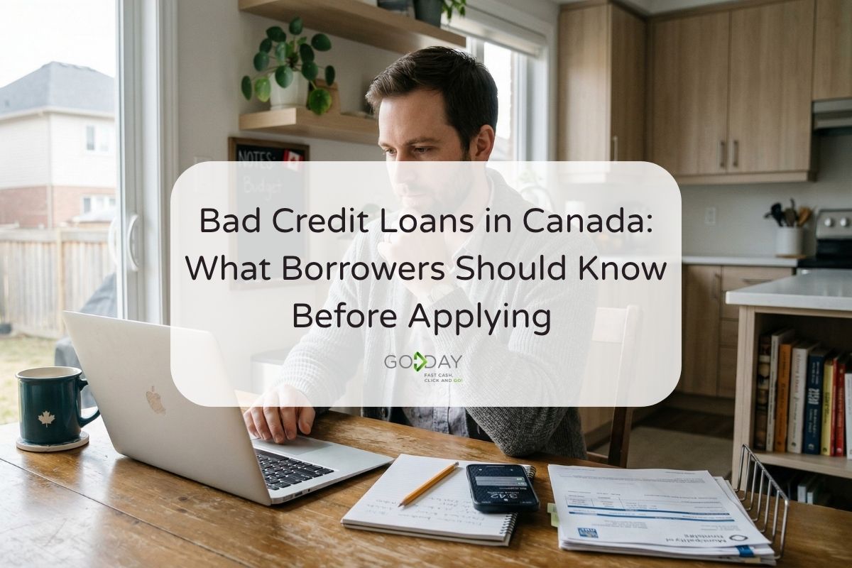 Person comparing different bad credit loan options on a laptop while writing notes and evaluating terms at home